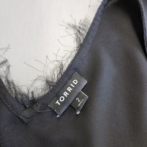 Torrid Black Fringe V-Neck Blouse